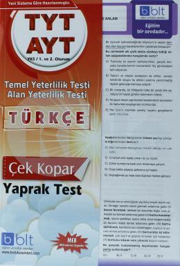 Bulut TYT AYT Türkçe Yaprak Test 1. ve 2. Oturum