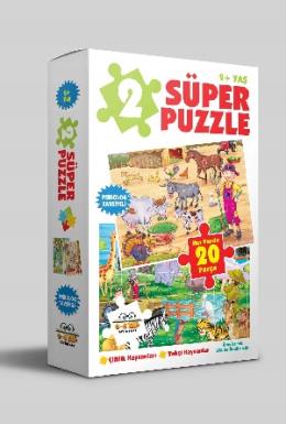 2 Süper Puzzle / Çiftlik Hayvanları – Vahşi Hayvanlar (Kutulu)